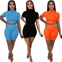 New Women tracksuits summer outfits jogger suits short sleeve two piece set pullover T-shirts crop top+shorts pants casual black sportswear sweatsuits 4738