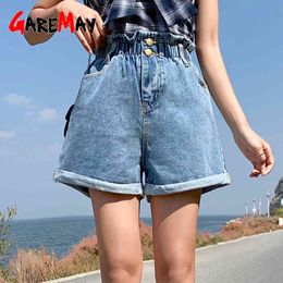 Fashion Women's Denim Shorts Summer High Waist Wide Leg Black Loose Vintage Short Jeans Casual for Women 210428