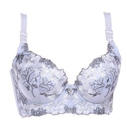 Bras Embroidery Gather Underwear Thin Cup Sexy Temptation CD Large Adjustable Bra 70 75 80B 85B 90C Size Floral Push Up