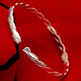 Contrast color Silver Plated Braid Bracelet Bangle Cuff Women Open Adjustable Wristband Fashion Jewelry Will and Sandy