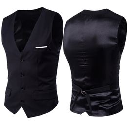 Black Suit Vest Waistcoat Men Brand Slim Fit V Neck Dress Vests Mens Formal Business Wedding Tuxedo Chaleco Hombre 6XL 210522