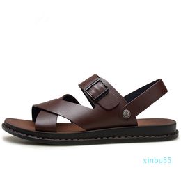 Slides shoes for men Sandals Genuine Leather Fashion Comfortable Leisure Buckle Strap shoe sandals mens Sandal Designer