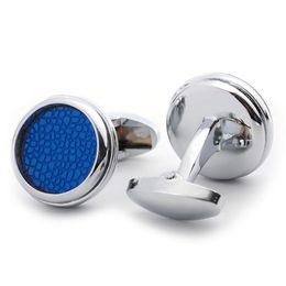 Round silver blue pattern French shirt Cufflinks Jewellery shirt cufflink for mens Brand Fashion Cuff link Wedding Groom Button Cuff Links AE5