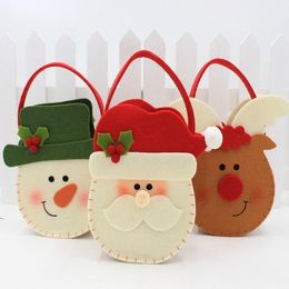 Christmas Decorations Fashion Cloth Gift Bag Holder Candy Snowman ElK Santa Claus Designs Party Supplies 10pcs/lot DEC326