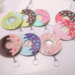 50pcs Coin Purses Women PU Donuts Prints Round Shaped Small Wallets Mix Color