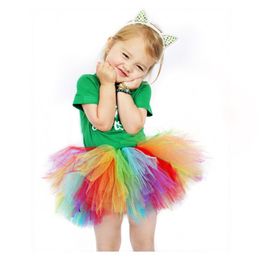 Mascot doll costume Girls Party Mesh Ballet Rainbow Tutu Skirt Princess Birthday Outfit Halloween Costume Role Play Dress Up Pretended Suit