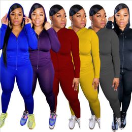 Plus Size 5XL 2 Piece Sets Women Hoodie Zip Coat Super Stretch Tracksuits Leggings Solid Winter Outfit Wholesale Dropshipping Y0625