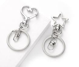 500pcs 30mm 2 Colours Key Chains Key Rings Round Heart Star silver Colour Lobster Clasp Keychain
