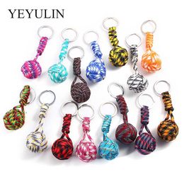 Woven Lanyard Keychain Outdoor Survival Tactical Military Parachute Rope Cord Ball Pendant Keyring Key Chain G1019
