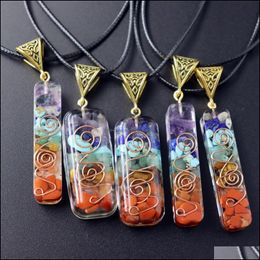 Necklaces & Pendants Jewellery Retro Reiki Healing Colorf Chips Stone Natural Orgone Energy Pendant Necklace Pendum Amet Orgonite Crystal Chak