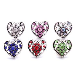 Wholesale Rhinestone 18mm Snap Button Flower Clasp Hollow Metal Zircon charms for Snaps Jewelry Findings suppliers
