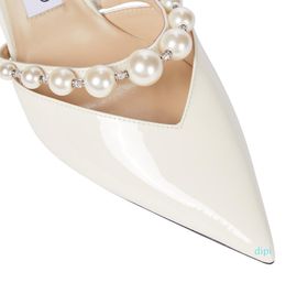 Elegant Bridal Wedding Dress Shoes Pumps Lady Sandals Pearls Strap Luxury Brands Pointed Toe High Heels Women Walking 231