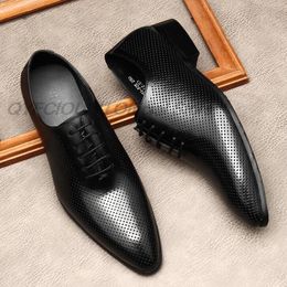 Genuine Leather Men Formal Oxfords Shoes Business Office Work Dress Shoes For Men Comfortable Lace Up Pointed Toe Size 38-46