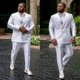 Business Plus Size Tuxedos Mens Pants Suits Satin Double Breasted Groom Wedding Prom Party Blazer Overcoat ( Jacket+Pants)