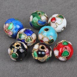 30pcs Colorful Cloisonne Filigree Enamel Large 14mm Round Beads Handmade DIY Jewelry Making Supplies Earrings Necklace Bracelets Accessories Wholesale