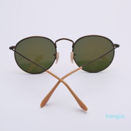 Fashion round sunglasses ladies and men's metal sunglasses real UV-proof glass lenses with leather case and all accessories.