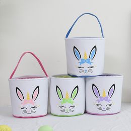 2022 Easter Rabbit Bucket Bag Festive Personalized Bunny Print Buckets Gift Festival Party Supplies