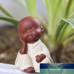 Ceramic Ornaments Monk Small Buddha Statue Monk Figurine Tathagata India Yoga Mandala Tea Pet Purple Ceramic Crafts Decorative Factory price expert