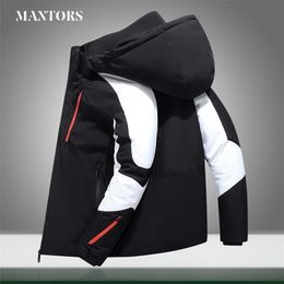 Winter Mens Parka Jackets Waterproof Warm White Duck Down Jacket Men Thick Casual Hooded Puffer Coat Patchwork Outdoor 211129