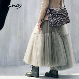 Black Tutu Tulle Skirt korean fashion Summer Vintage Midi Pleated Skirts Women Lolita Bridesmaid Wedding faldas Mujer saias jupe 210421