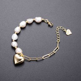 Dorado High Quality Fashion Baroque Freshwater Pearl Bracelet 2021 Asymmetry Metal Romantic Girl Lady Jewellery Accessories