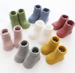 Baby Socks Solid Medium Tube Anti Slip Thicken Floor Socks Winter Newborn Sock Warm Infant Footwear Kids Clothing 7 Colors BT6016