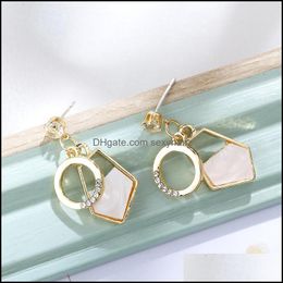 Stud Earrings Jewelry S1313 Fashion S925 Sier Post Natural Shell Geometry Circle Sets Diamond Drop Delivery 2021 Cimqp