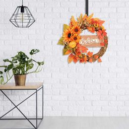 Maple Leaf Pumpkin Wreath Halloween Thanksgiving Day Handmade Artificial Berries Garland Indoor Outdoor Decoration Y0901