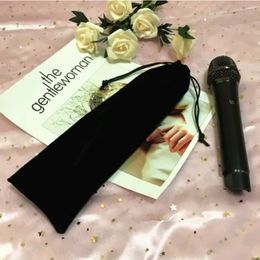 50Pcs/lot 10cmx30cm Black Drawstring Velvet Bag For Microphone Wine Bottle Umbrella Christmas Wedding Party Packaging Gift Bags