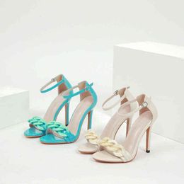 2022 summer niche shoes design chain women wear thin high-heeled sexy sandals