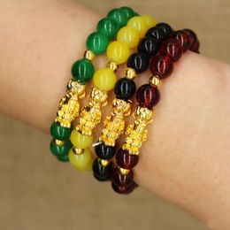 Colourful Natural Stone Strands Bracelet For Women Men Beads Bangles Lava Agates Quartz Chakra Yoga Bracelets Jewellery Gifts