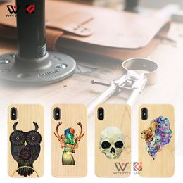 Animal owl Custom Pattern Phone Cases For iPhone 6s 7 8 Plus 11 Pro Xs Xr XMax Natural Wooden Soft TPU Portable Shock proof Back Cover Shell Case Wholesale