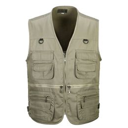 Men Cotton Multi Pocket Vest Summer Male Casual Thin Sleeveless Jacket With Many Pockets Mens Pographer Baggy Waistcoat 210925