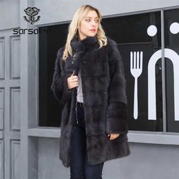 Natural Fur Coats Winter Women Mink Coat Female Genuine Leather Jackets Ladies Oversize Warm Thick Detachable Long 211220