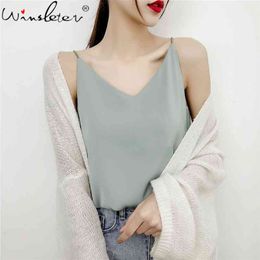 Fashion Women Sexy Top Solid Summer Chiffon Camis Casual Tank Tops Vest Sleeveless T Shirts Blusas T04107B 210421