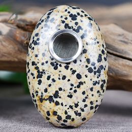 Natural Speckled Stone Oval Crystal Pipe Suction Palm Play Piece Donghai Factory Direct Sale