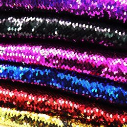 reversible dresses Canada - Fabric High Quality 130*50cm Reversible Mermaid Fish Scale Sequin Sparkly Paillette For Dress Bikini Cushion Clothes1