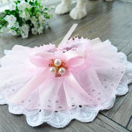 Dog Apparel Summer Pet Cat Cute Collar Headband Kitten Puppy Costume Decoration Lace Pearl Bow Scarf PY