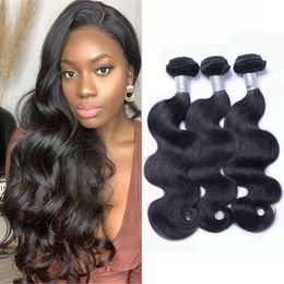 Unprocessed Human Hair Wefts 3/4 Pcs Natural Colour Indian Body Wave Bundles for Women 8-26 inch 100g/pc