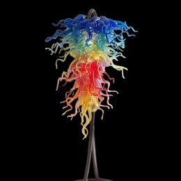 Rainbow Chandeliers Lamp LED Hand Blown Glass Pendant Lights Multicolor Unique Design Indoor Staircase Art Decoration Light Fixture 60 by 120 CM