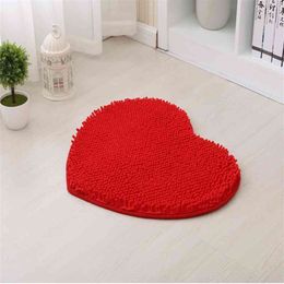 1pcs home decor fluffy 48*58cm love heart shape non-slip bath mats bathroom carpet set 7 Colours shower mat toilet bathroom rugs 210622