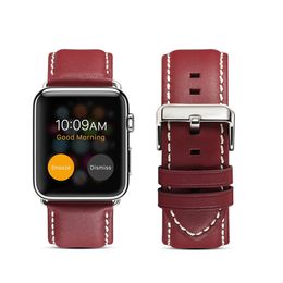 For Apple Genuine Leather Watch Band Smart Straps 44 mm 40mm 42mm 38mm Cowhide Watchband Bracelet 5 4 3 21