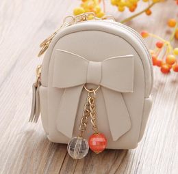 DHL50pcs Women PU Bow Decoration Beads Square Solid Zipper Coin Purses Mix Color