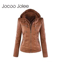 Jocoo Jolee Winter Faux Fur Coat Basic Jacket Plus Size Women Coats and Jackets Female Autumn Faux Leather Jacket Oversized 4XL 210619
