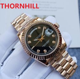 Rose Gold Black Dial Womens Day Date Roman Watches Automatic Movement 316L Stainless Steel Watch 36mm women 2813 Mechanical lady clock montre de luxe