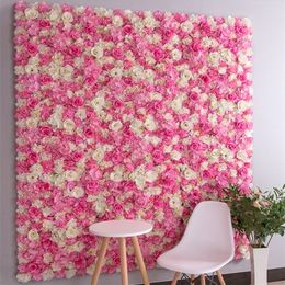 60x40cm Artificial Flowers DIY Decoration Flower Wall Panels Silk Rose Party Pink Romantic Wedding Backdrop Decor