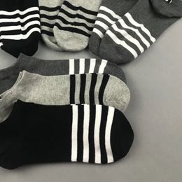 black striped socks Canada - Men Women Striped Cotton Socks Casual Sport Ankle Sock Breathable Gift for Love Couple High Quality 3 Colors