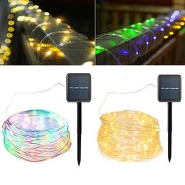 Solar Powered 120LEDs 8Modes Waterproof Fairy Copper Wire Rope String Light for Christmas - Warm White