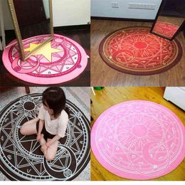 60/80/100CM Cartoon Round Carpet Cardcaptor Sakura Magic Circle Rug Computer Chair Mat 211109