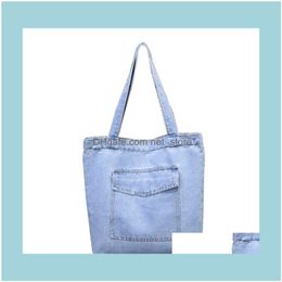 Stuff Sport &Outdoor Packs Bags Lage & Aessoriesstuff Sacks Women Denim Jean Art Shopping Mummy Single Blues Totes Bags Drop Delivery 2021 L